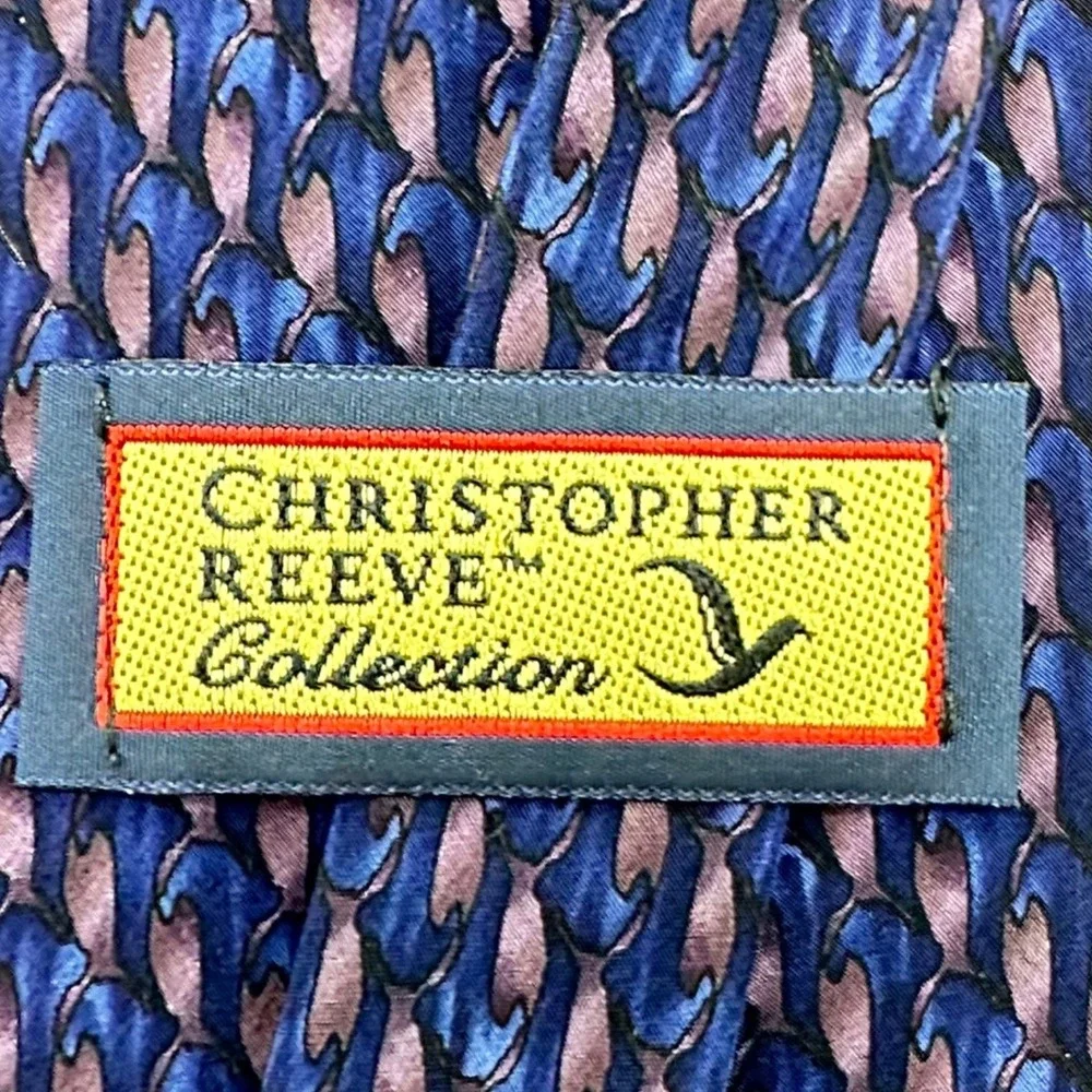 Michael Ciravolo Christopher Reeve Collection Silk Tie Blue Purple Geometric USA
